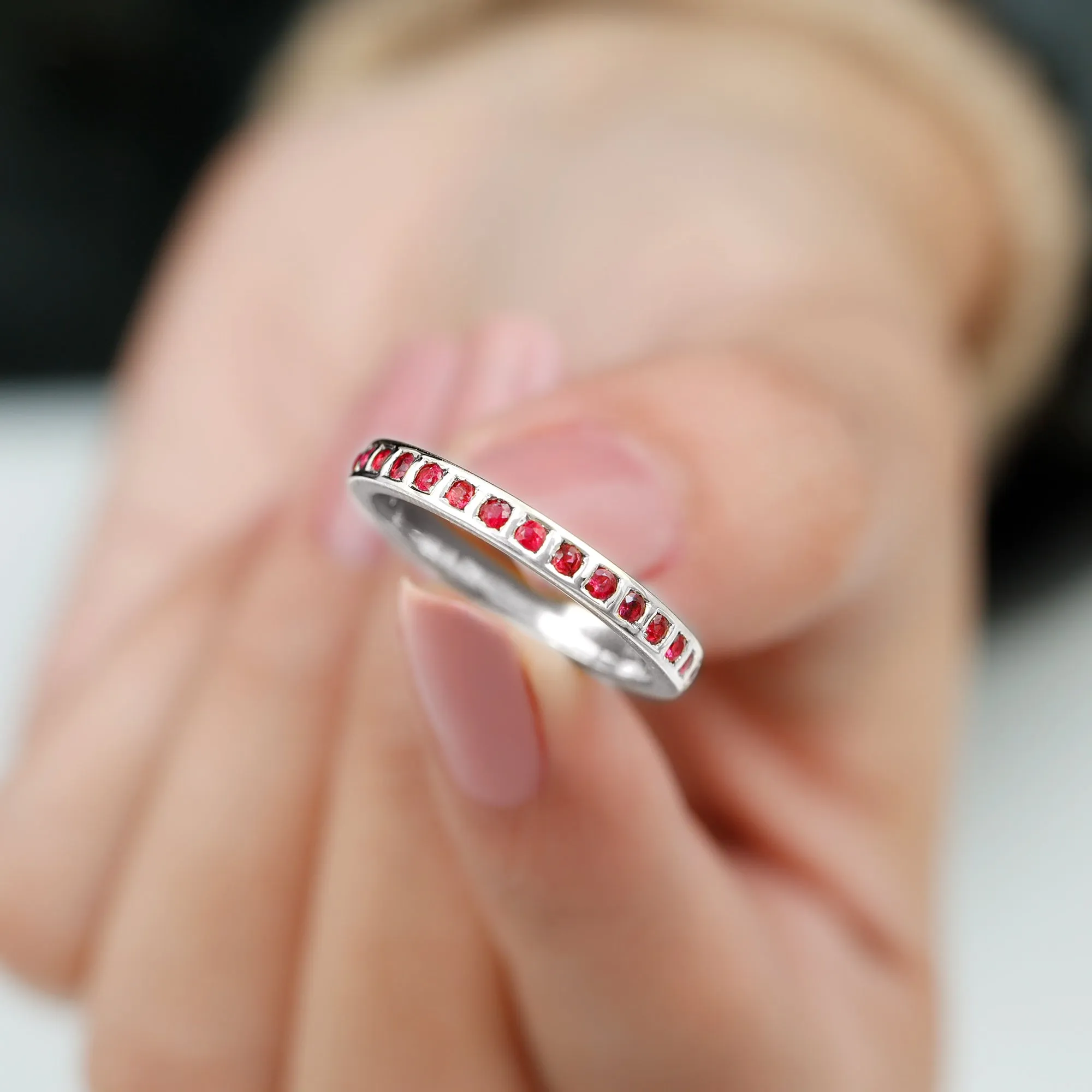 Bar Set Ruby Contemporary Eternity Ring