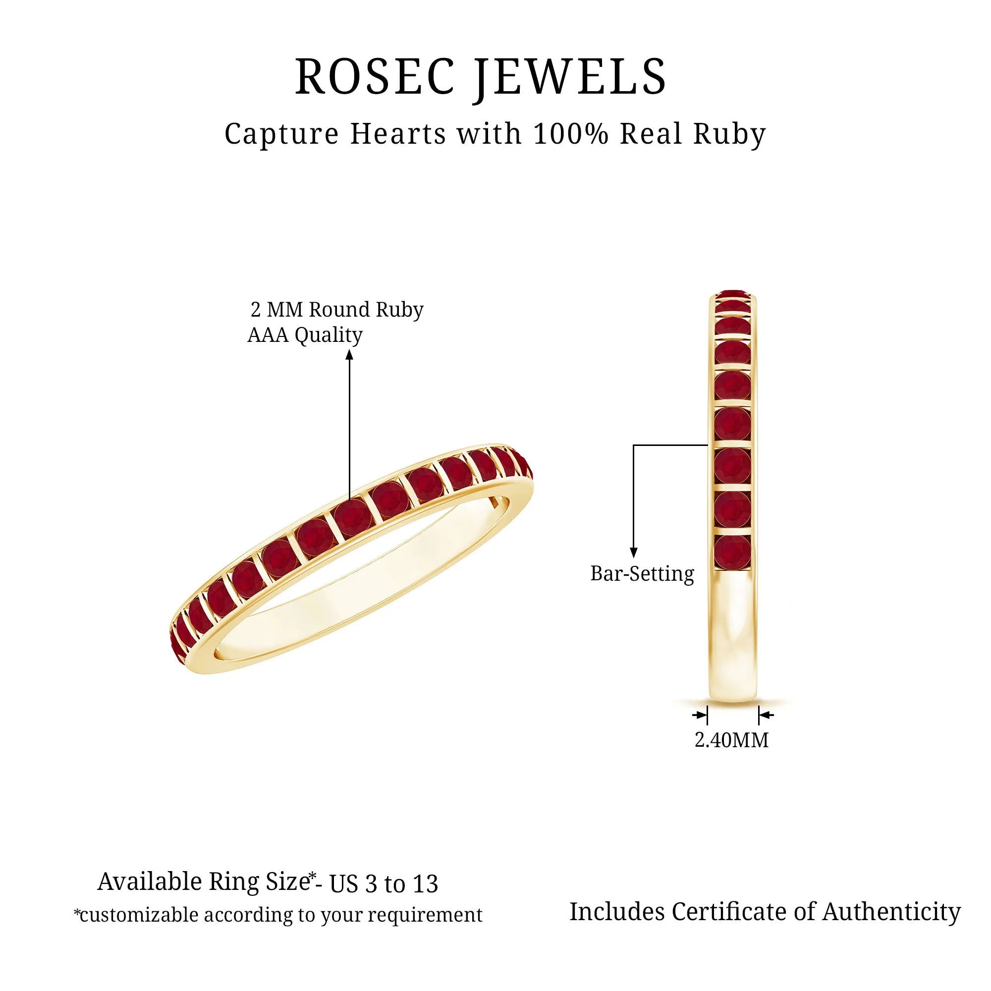 Bar Set Ruby Contemporary Eternity Ring