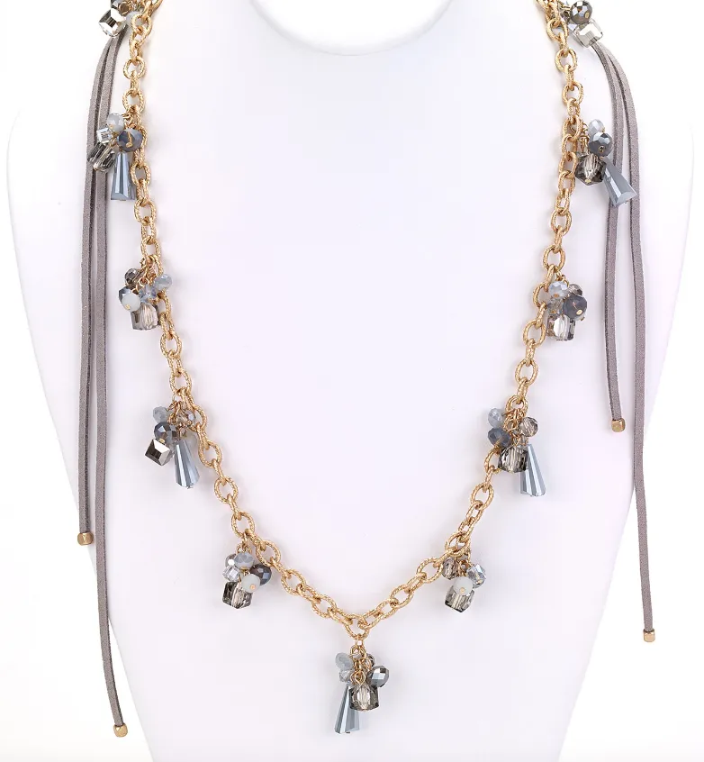 Beaded Charms Suede Necklace