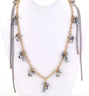 Beaded Charms Suede Necklace