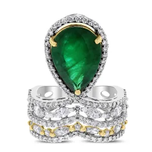 Beauvince Danya Emerald & Diamond Ring (6.83 cts Emerald & Diamonds) in Gold