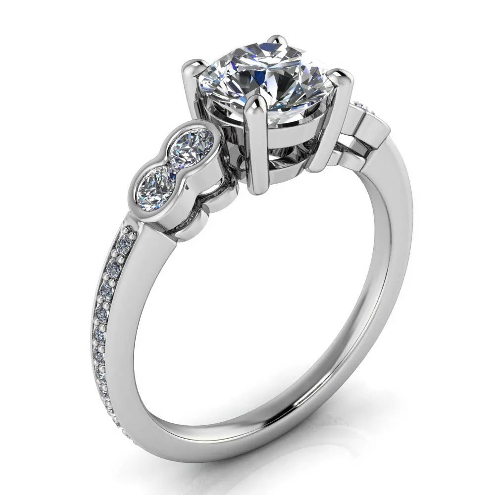 Bezel Set Accent Stone Engagement Ring - Quito