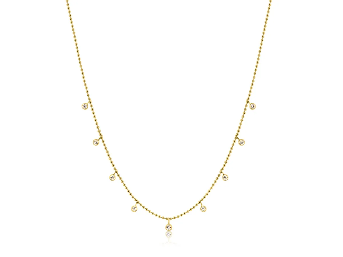 Bezel Set Diamond Stations On Beaded Chain