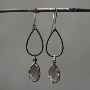 Black Teardrop Earrings (Smokey Quartz)