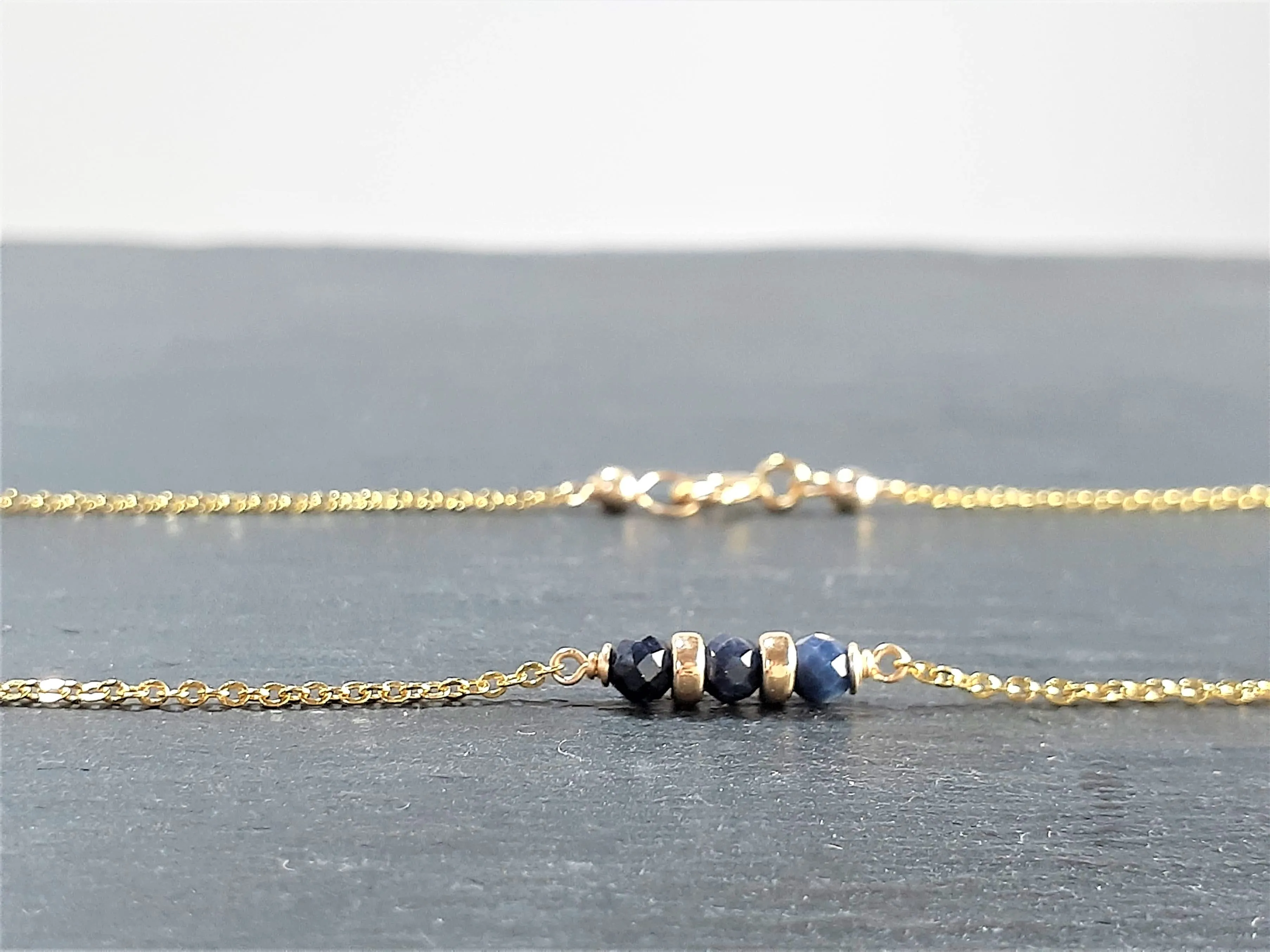 Blue Sapphire Bar Necklace