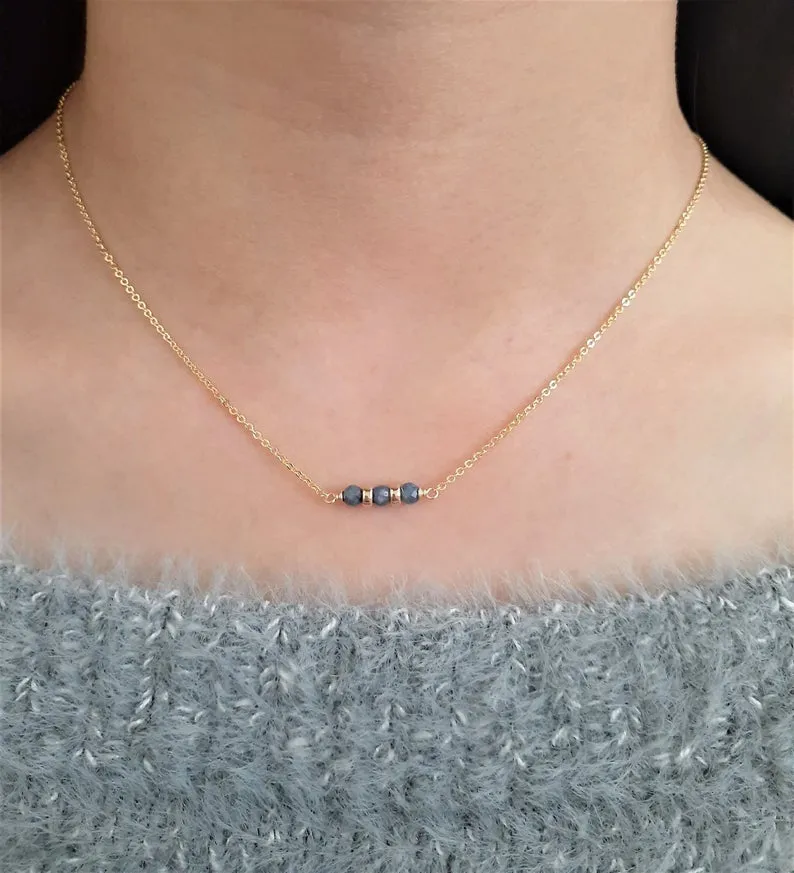 Blue Sapphire Bar Necklace