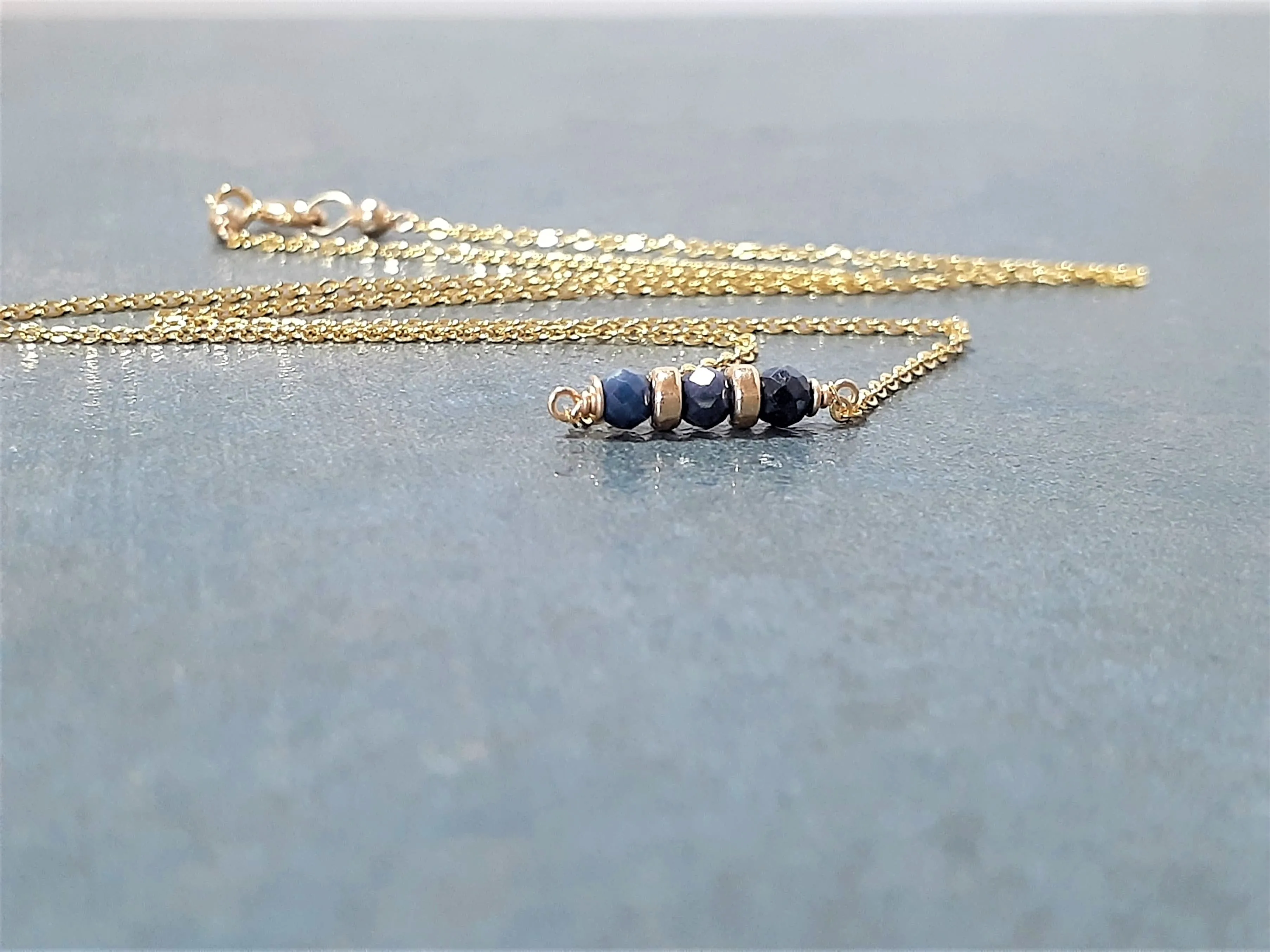 Blue Sapphire Bar Necklace