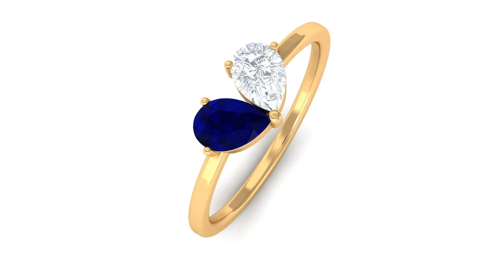 Blue Sapphire Toi Et Moi Promise Engagement Ring