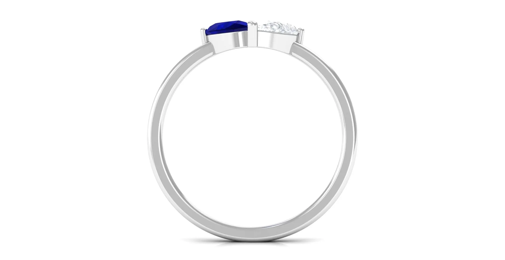 Blue Sapphire Toi Et Moi Promise Engagement Ring