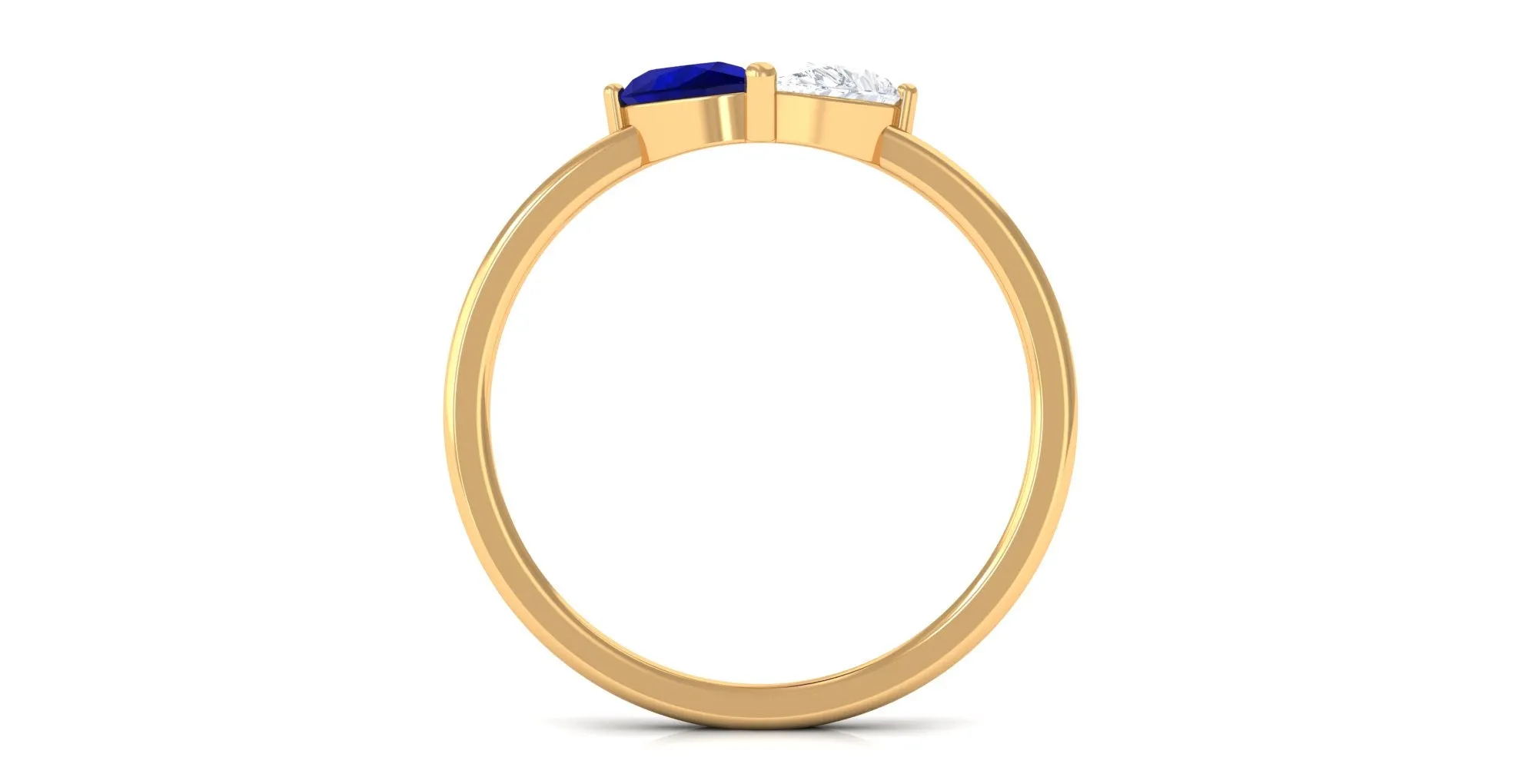 Blue Sapphire Toi Et Moi Promise Engagement Ring
