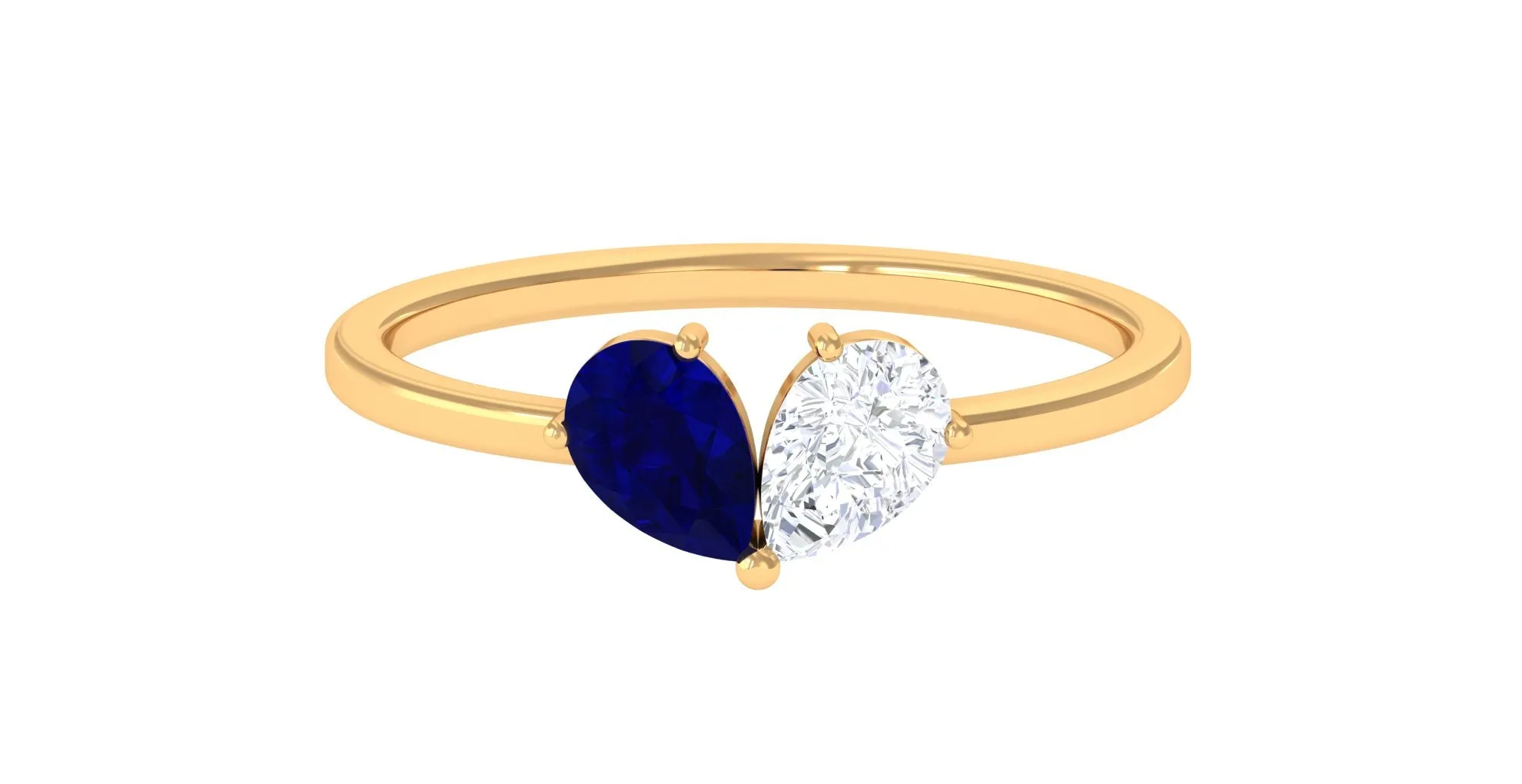Blue Sapphire Toi Et Moi Promise Engagement Ring