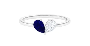 Blue Sapphire Toi Et Moi Promise Engagement Ring