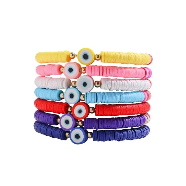 Bohemian Multilayer Big Beads Crystal Evil Eyes Bracelets