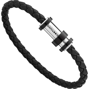 Bracelet homme en cuir noir tressé avec fermoir magnétique
