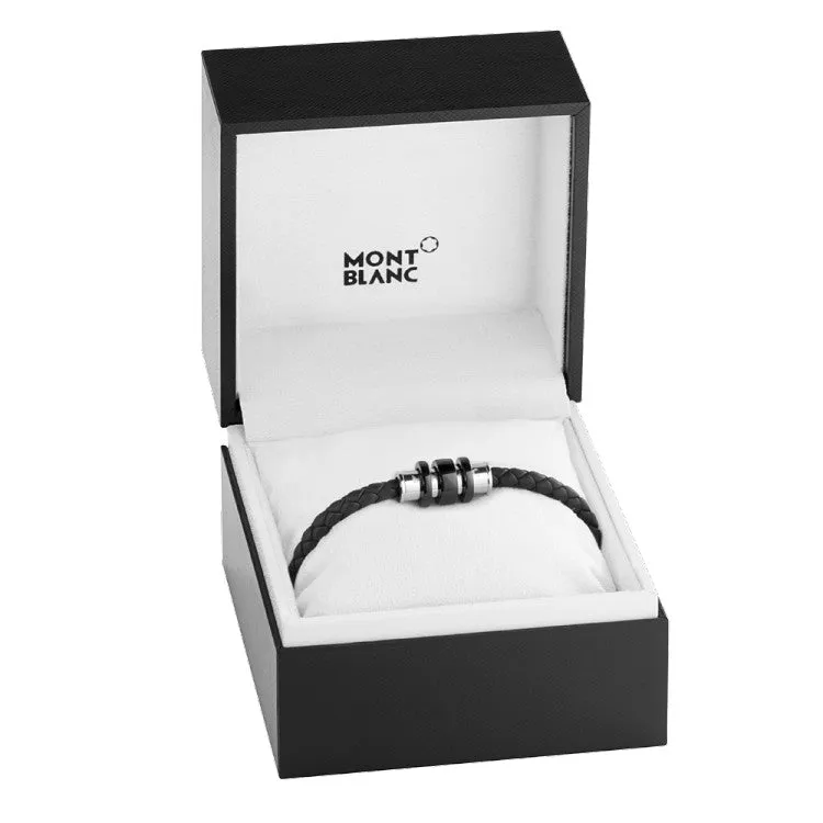 Bracelet homme en cuir noir tressé avec fermoir magnétique