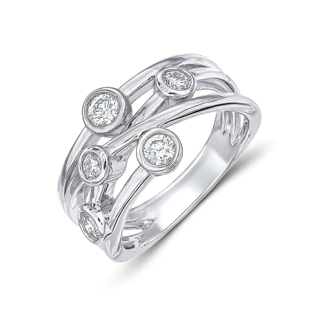Bubble Design Diamond Criss Cross Ring