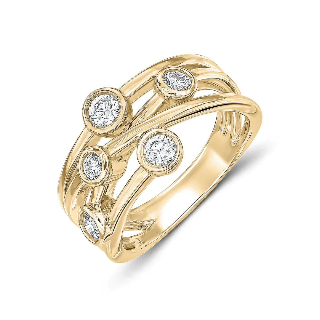 Bubble Design Diamond Criss Cross Ring