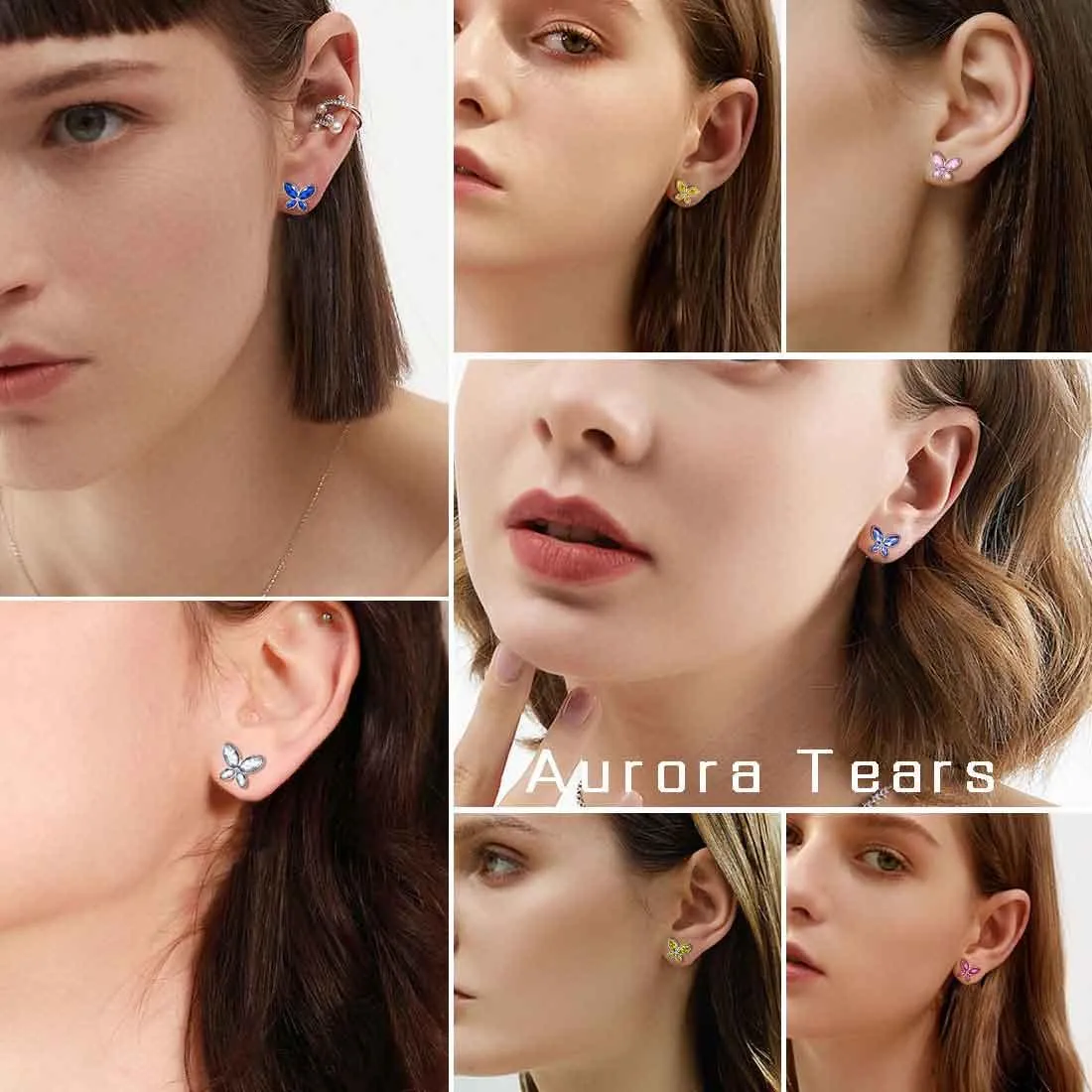 Butterfly Stud Earrings Birthstone September Sapphire Women Girls Jewelry Birthday Gift