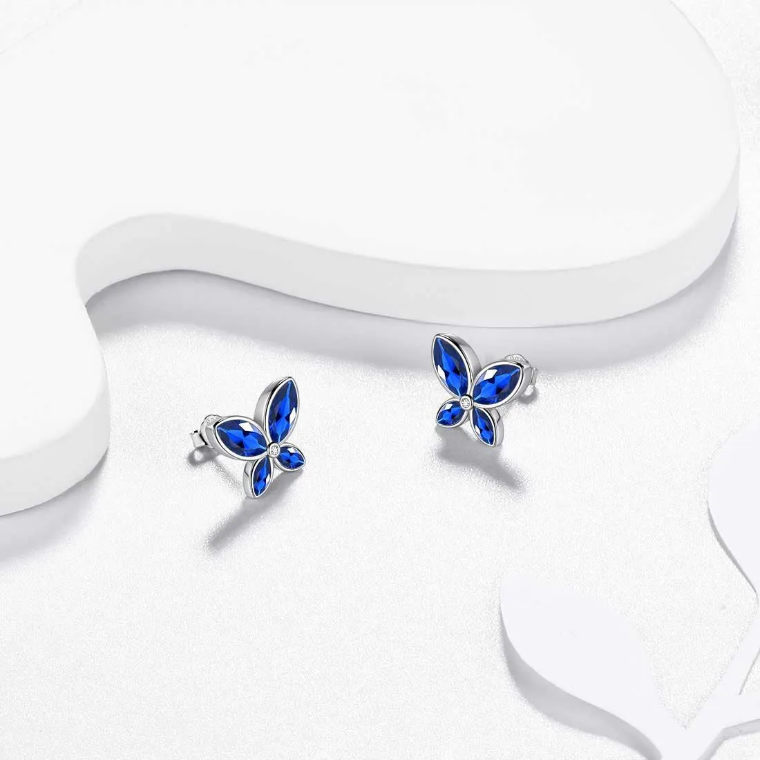 Butterfly Stud Earrings Birthstone September Sapphire Women Girls Jewelry Birthday Gift
