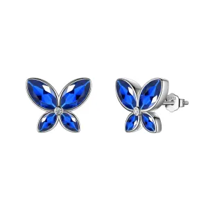 Butterfly Stud Earrings Birthstone September Sapphire Women Girls Jewelry Birthday Gift