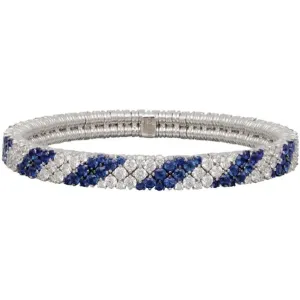 Cashmere 2 Row Diamond and Sapphire Stretch Bracelet