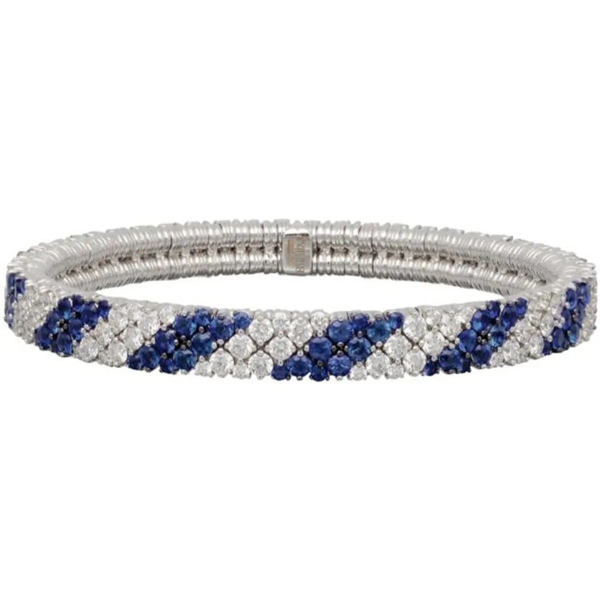 Cashmere 2 Row Diamond and Sapphire Stretch Bracelet