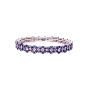 Cashmere 2 Row Sapphires and Diamond Stretch Bracelet
