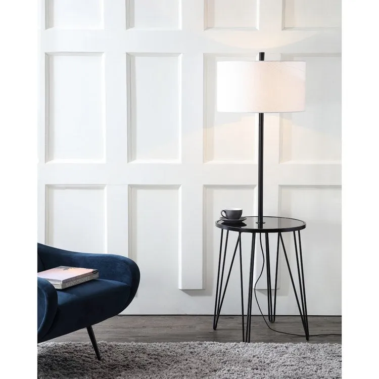 Ciro Single-Light Floor Lamp Side Table - Black