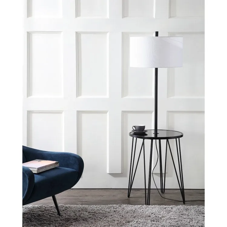 Ciro Single-Light Floor Lamp Side Table - Black