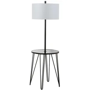Ciro Single-Light Floor Lamp Side Table - Black