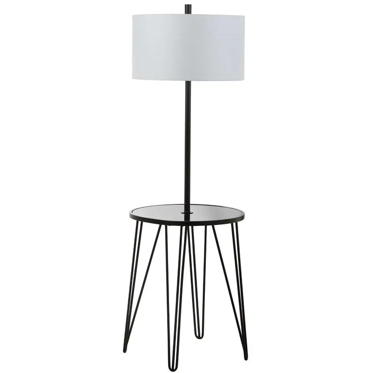 Ciro Single-Light Floor Lamp Side Table - Black