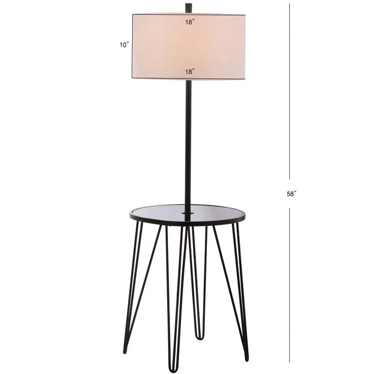 Ciro Single-Light Floor Lamp Side Table - Black