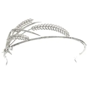 Classic Cubic Zirconia Wheat Tiara Crystal Princess Tiara Wedding Hair Crown