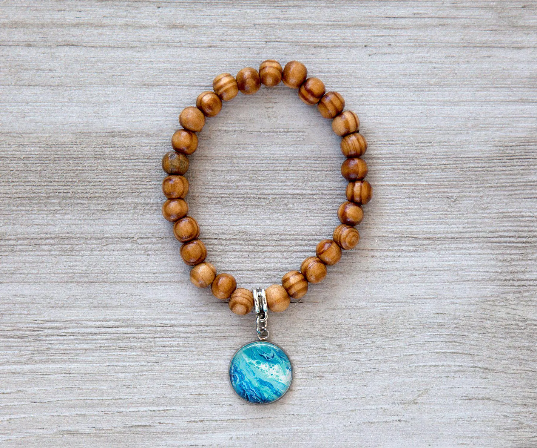 Coastal Breeze Wooden Beaded Bracelet | Handmade Beach Jewelry