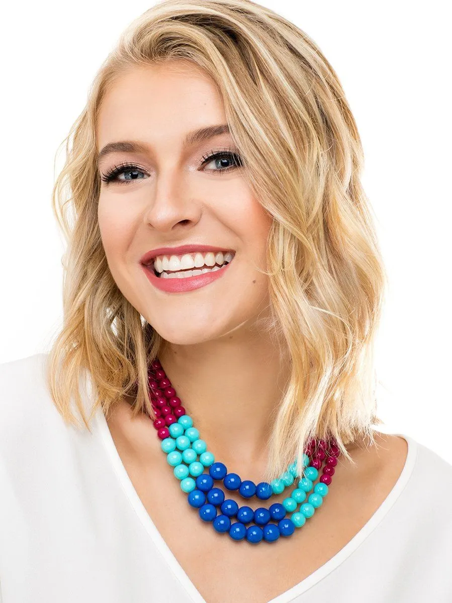 Color Splash Beaded Layered Necklace Beige
