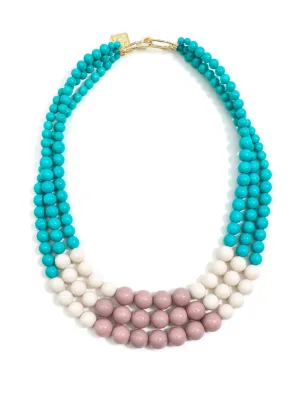 Color Splash Beaded Layered Necklace Beige