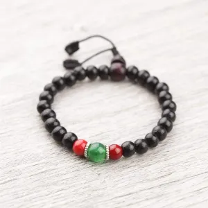 Coral and Jade Rosewood Wrist Mala