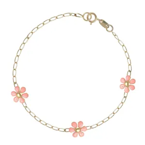 Coral Pink Enamel Flower Bracelet
