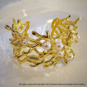 Coral Shells And Starfish Pearl Bracelet