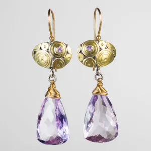 Corsico Pink Amethyst & Lavender Sapphire Earrings in Gold & Silver