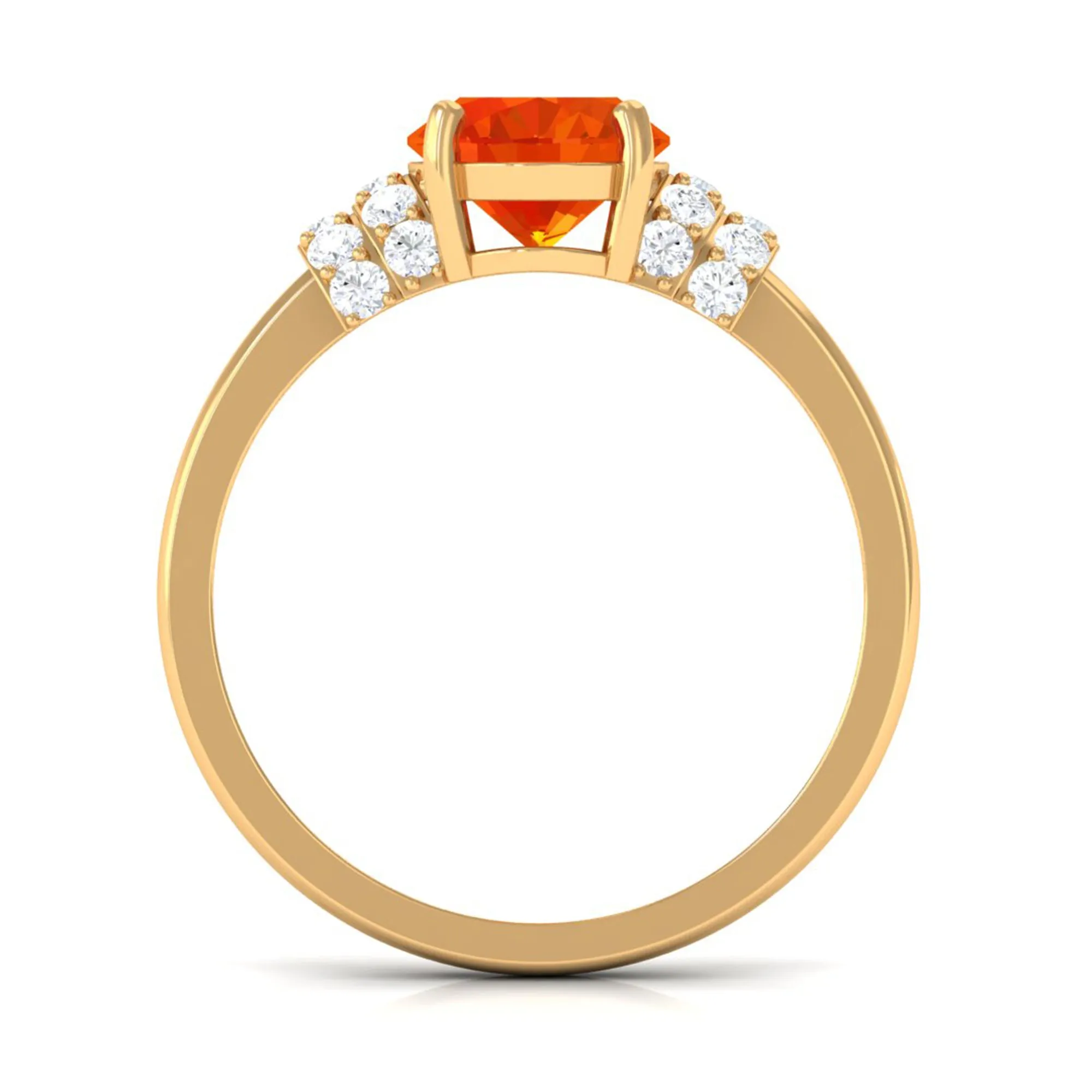 Created Orange Sapphire Solitaire Engagement Ring with Diamond Accent