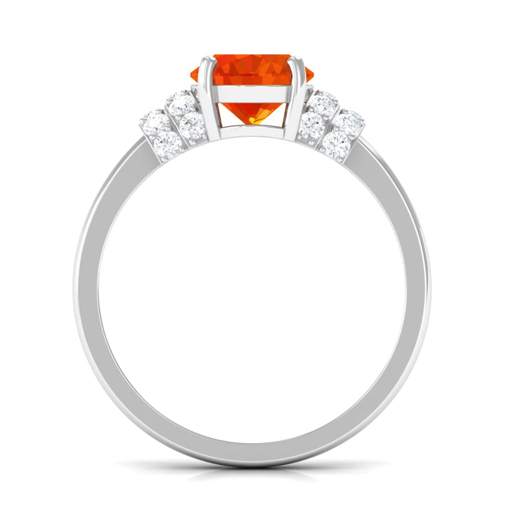 Created Orange Sapphire Solitaire Engagement Ring with Diamond Accent