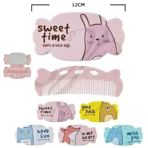 Cute Animal Print Mirror Comb Set 1032 (12 units)