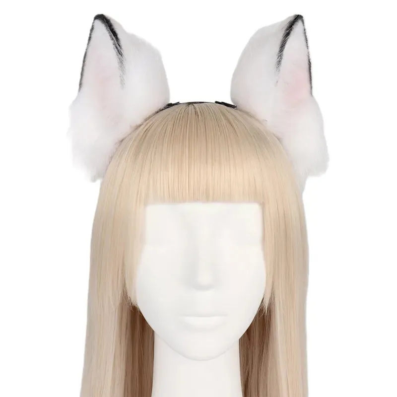 Cute Cat Ear Cosplay Hair Hoop with Flower Hairpin Woman Teens Headband for Live Broadcast Cartoon Carnivals Hairband