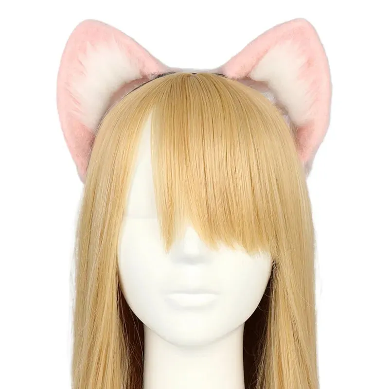 Cute Cat Ear Cosplay Hair Hoop with Flower Hairpin Woman Teens Headband for Live Broadcast Cartoon Carnivals Hairband