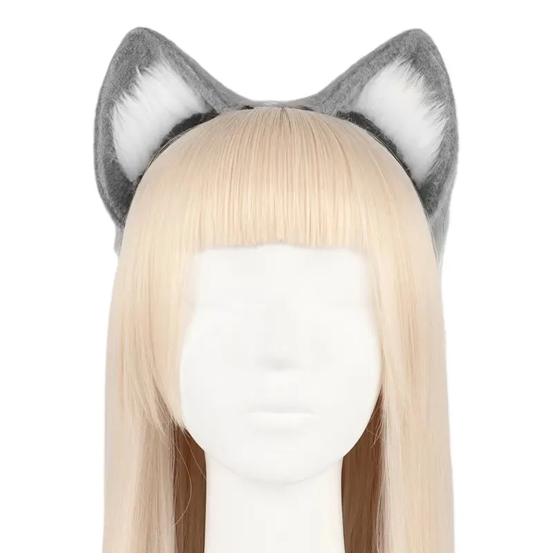 Cute Cat Ear Cosplay Hair Hoop with Flower Hairpin Woman Teens Headband for Live Broadcast Cartoon Carnivals Hairband