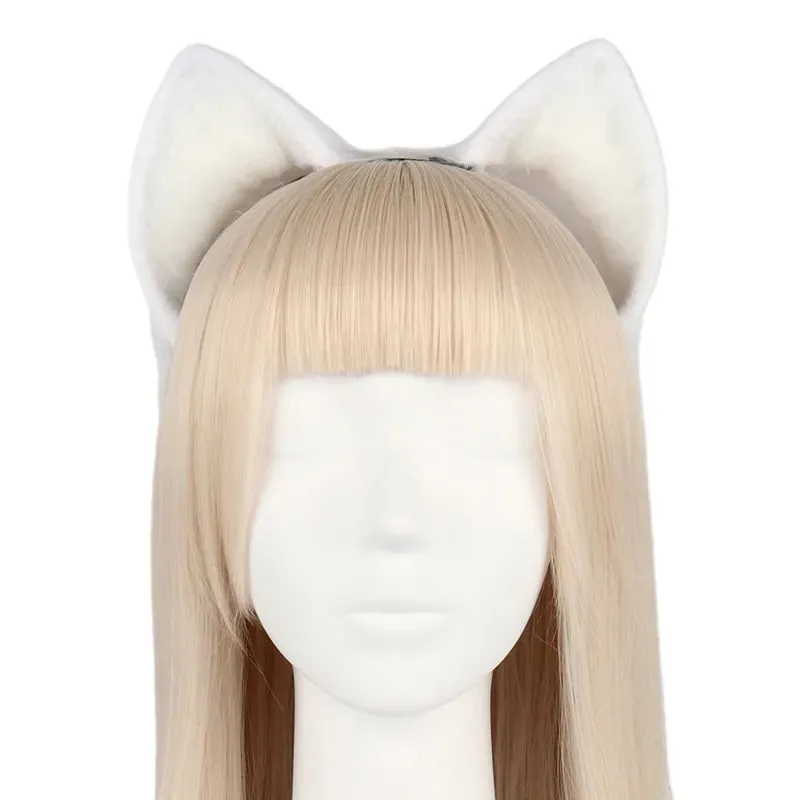 Cute Cat Ear Cosplay Hair Hoop with Flower Hairpin Woman Teens Headband for Live Broadcast Cartoon Carnivals Hairband