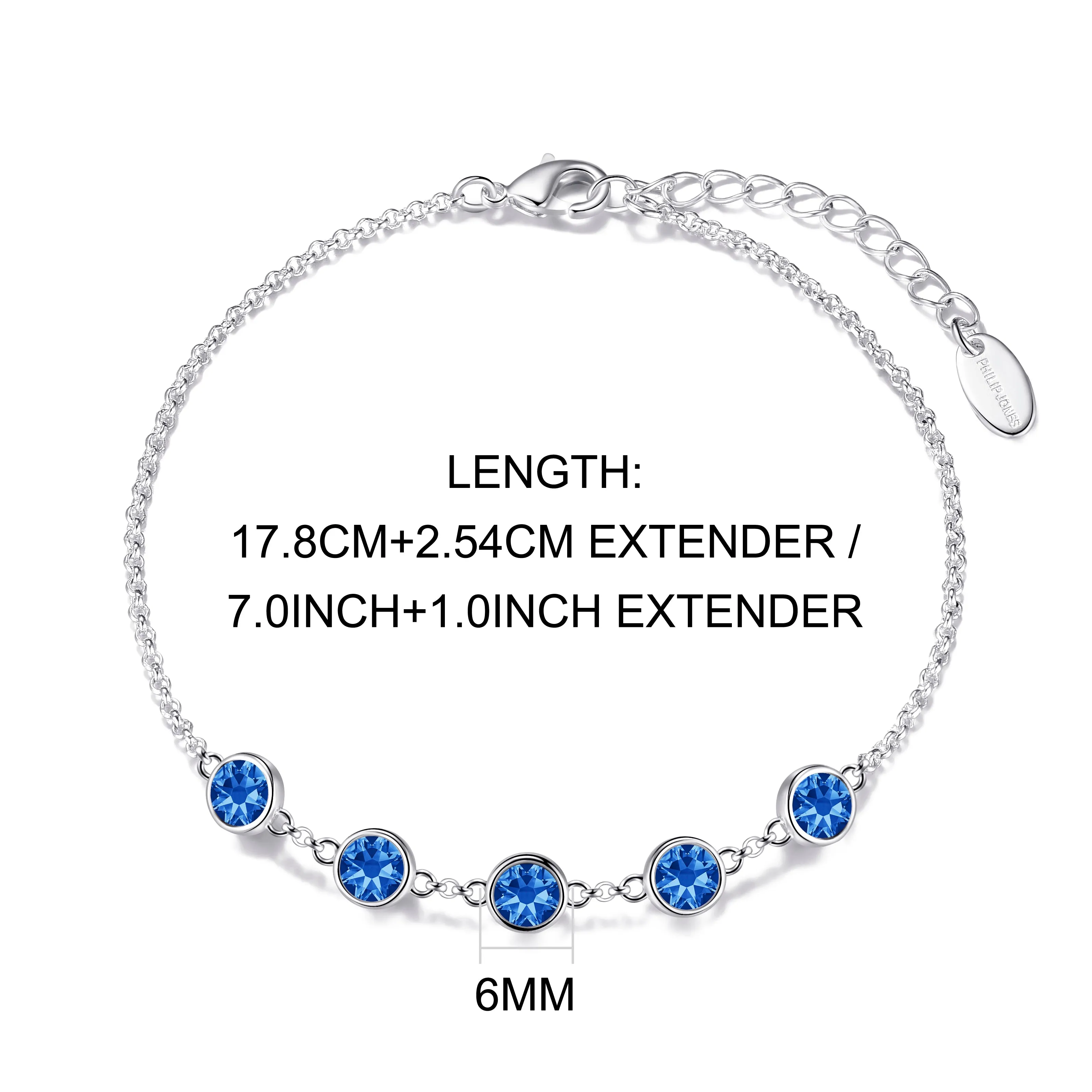 Dark Blue Crystal Chain Bracelet Created with Zircondia® Crystals
