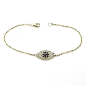Diamond & Blue Sapphire Evil Eye Bracelet