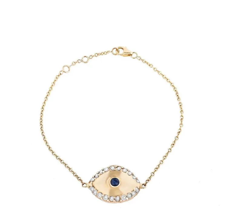 Diamond & Sapphire Evil Eye Diamond Bracelet